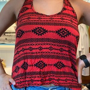 black and red tribal print tank top